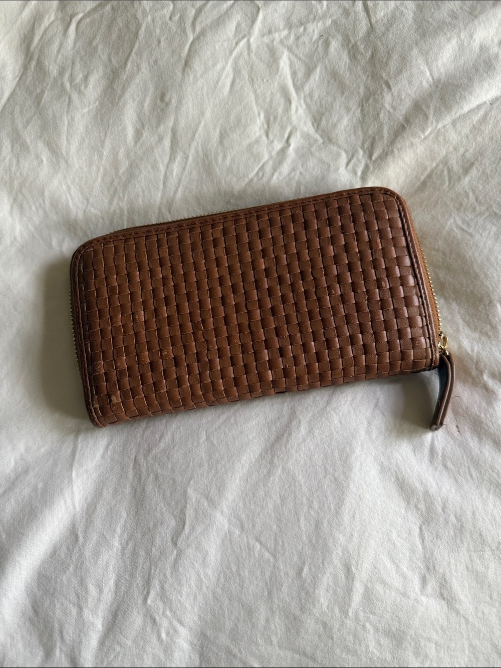 Quince Brown Woven Zip-Around Card Holder Wallet